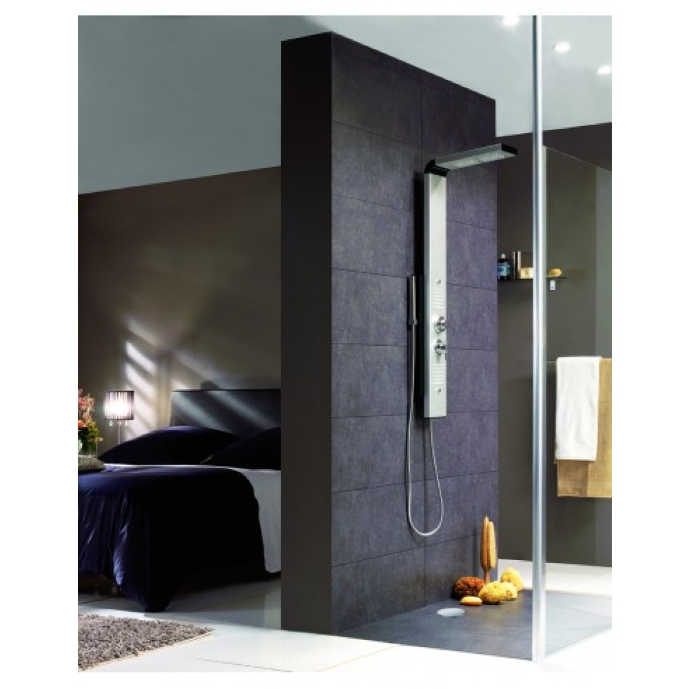 Bonde de douche avec couvercle ABS Valentin noir/chromé 90mm, Vidage douche  / baignoire