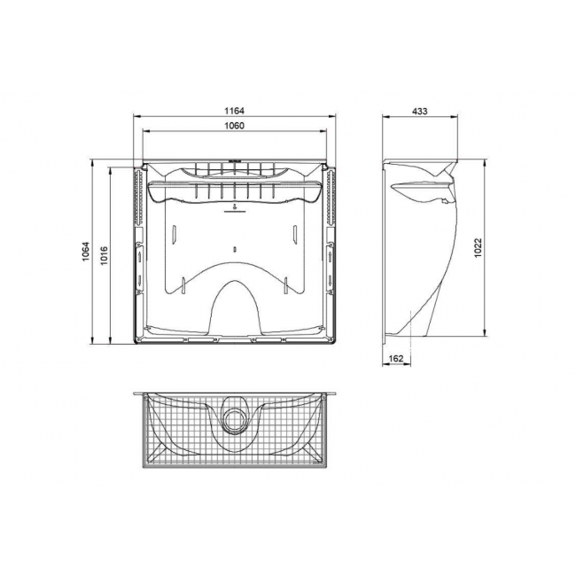 Schéma Cours anglaise à grille pour fenêtre 100x100 cm - usage piéton ACO