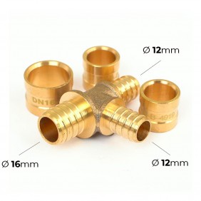 Raccord PER à glissement - Té réduit - Diamètre tubes 16-12-12 mm BOUTTÉ