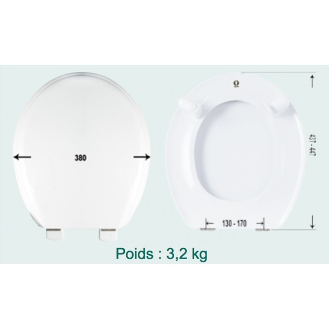 Abattant double rehaussé de 70 mm - blanc - Tradition OLFA