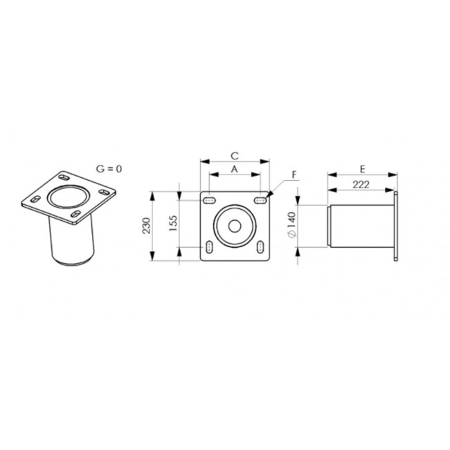 Schéma - Embase encastrée au sol - avec bouchon de protection - Bricozor.jpg TRACTEL
