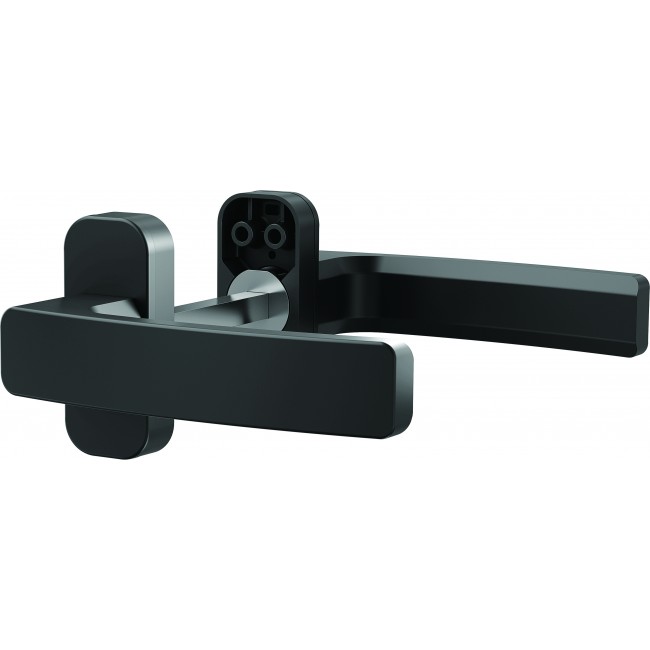 Visuel - QUAD - Ensemble bequille double sur rosace étroite - Bec de cane - Noir 9005M _11528.jpg VACHETTE