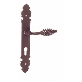 Poignées de porte sur plaques - fer patiné cémenté - Cléry BOUVET