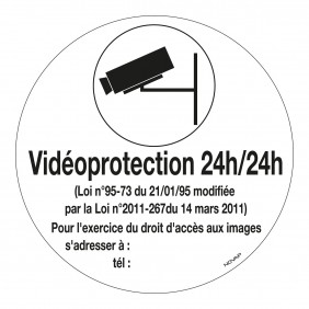 Panneau Vidéoprotection 24h/24h - diamètre 180 mm NOVAP