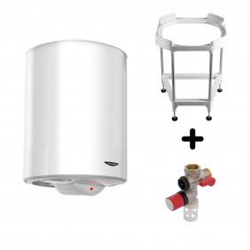 Chauffe-eau électrique stéatite vertical Sagéo 100L avec trépied et groupe de sécurité ARISTON