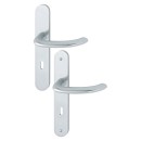 Poignée de porte sur plaques - aluminium argent - Marseille HOPPE