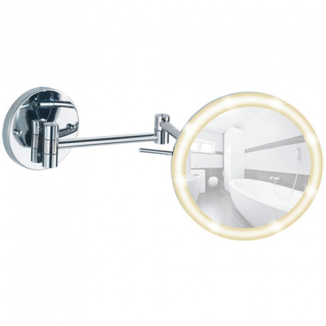 Miroir grossissant x5 pour salle de bain - fixation Power-Loc et LED WENKO