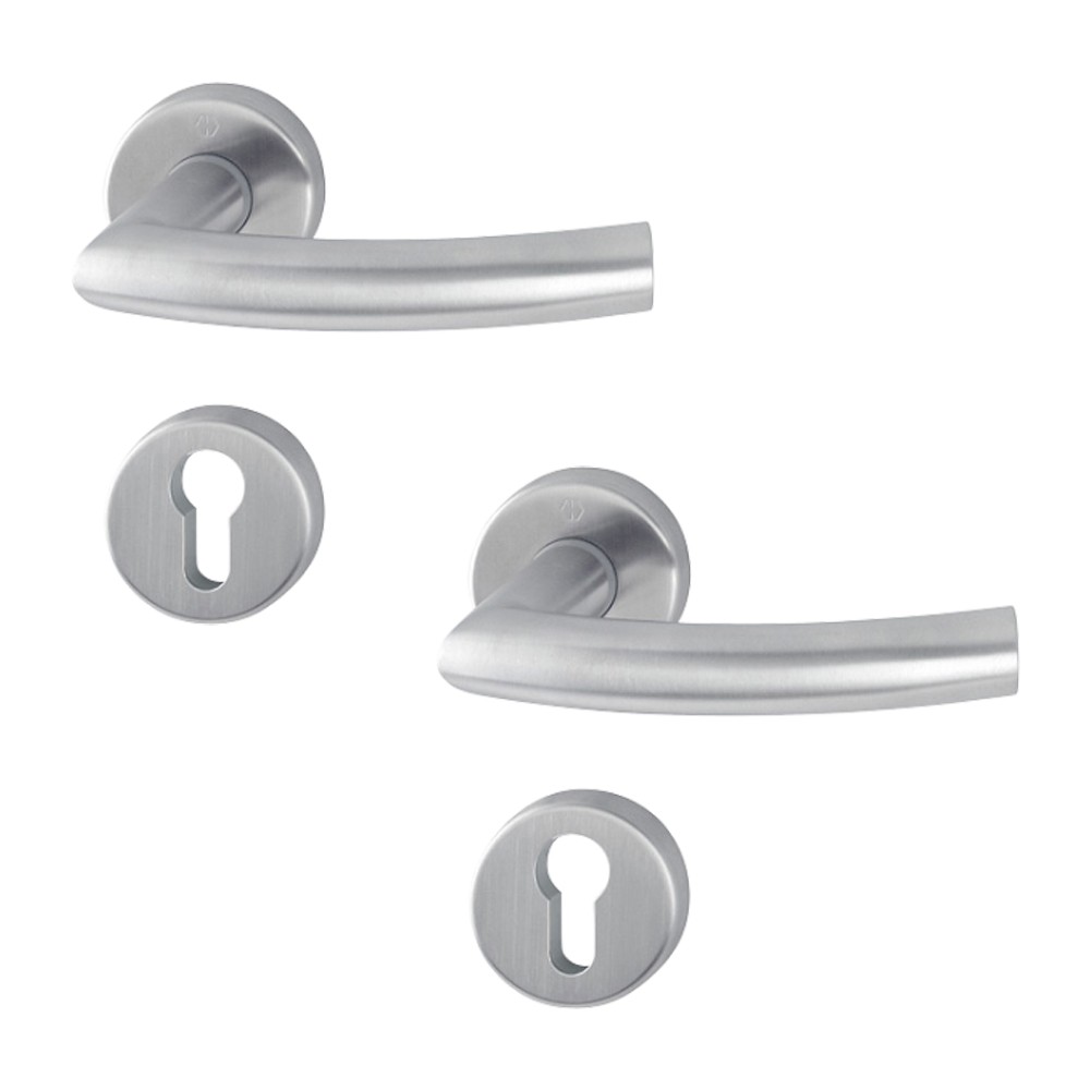 Poignée De Porte Sur Rosace Ronde En Inox 304 HOPPE Trondheim - Clé En L, Neuve