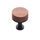 Poignée de meuble bouton en laiton et bois - Qupon - diamètre 30 mm METAKOR