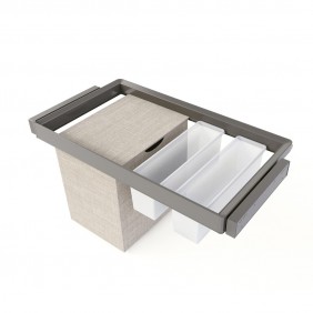Kit bac de rangement + panier + cadre Quartz finition titane EMUCA