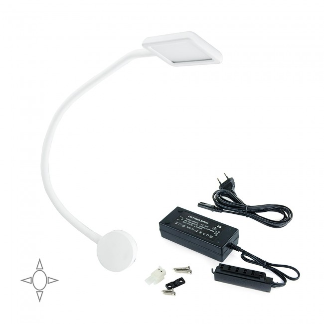 Lampe bras flexible - LED - détecteur tactile - 2 USB - Kuma carré EMUCA