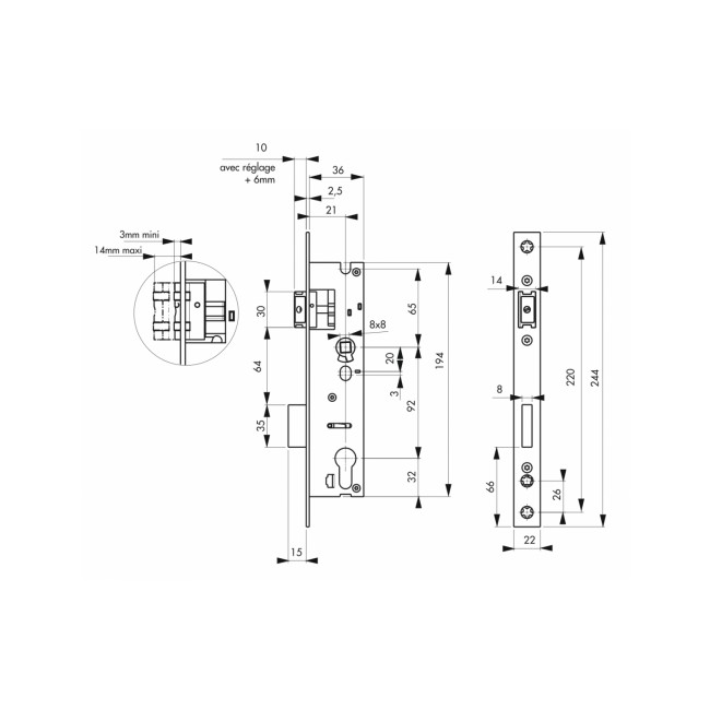 Schéma serrure à larder - pêne interchangeable - EA 92 mm - axe 21 mm - Bricozor.jpeg FTH THIRARD
