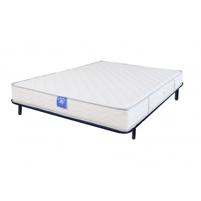 Matelas AMIGO + Cadre à lattes noir + Lot de 4 pieds offert Plein sommeil