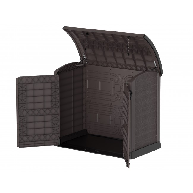 Garbage Box Shed Arch 1200L-Woodgrain - D Brown- Full open.164.jpeg DURAMAX