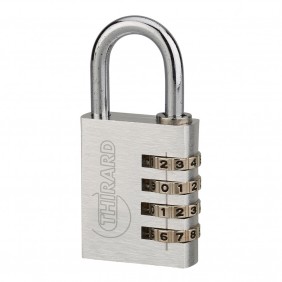 Cadenas aluminium à code - ALUCODE - 4 molettes - gris FTH THIRARD