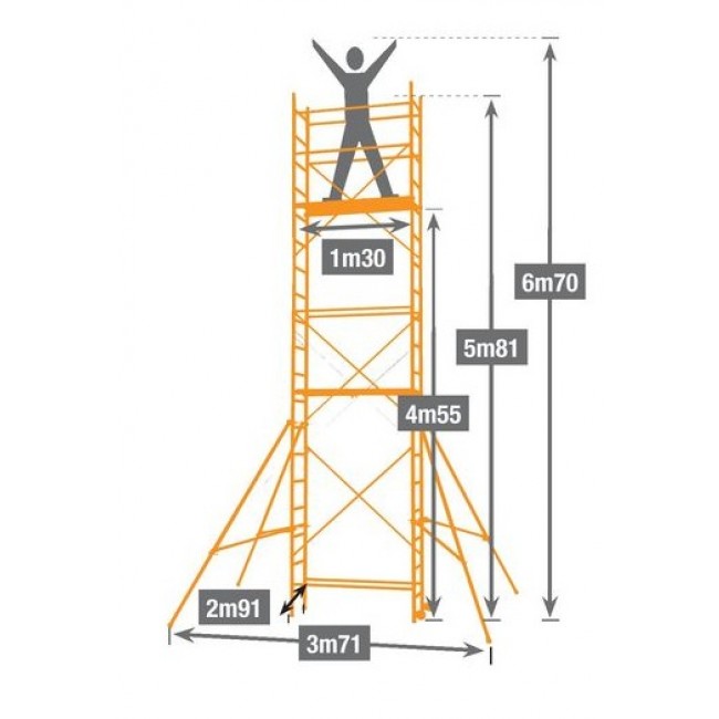 Échafaudage aluminium STEN XL 6,70 m DUARIB