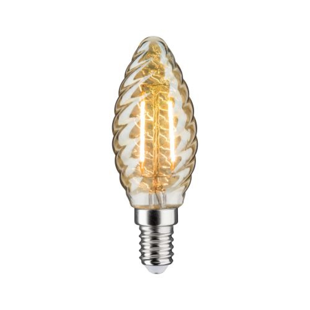 Ampoule LED flamme E14 2500K vintage torsadé doré PAULMANN
