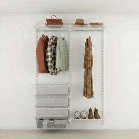 Kit dressing mural ouvert complet blanc - penderie et 4 paniers -1,27m ELFA