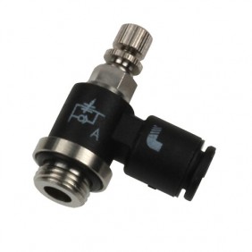 Régleur de débit miniature à l'échappement à vis extérieure mâle filetage BSPP cylindrique 7660 PARKER