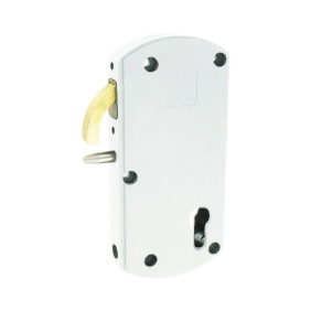 Serrure portail en applique à mentonnet - polyamide blanc - Modulox GB TIRARD