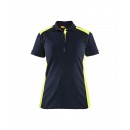Polo de travail femme en coton 3390 - bleu marine foncé et jaune fluo BLAKLADER