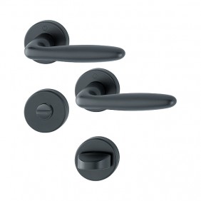Poignées de porte sur rosaces rondes Verona - aluminium noir mat - condamnation HOPPE