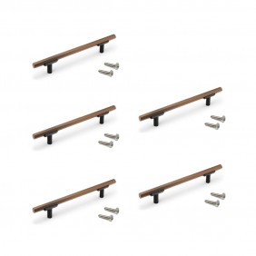 Lot de 5 poignées bâton pour meubles Riad en aluminium finition bronze EMUCA