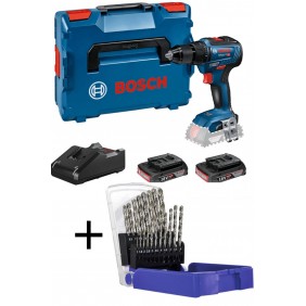 Lot Perceuse Visseuse sans fil GSR 18V-55 2x2,0Ah + Coffret de 19 forets HSS Pro BOSCH