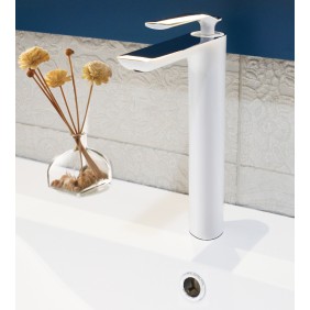 Mitigeur de lavabo rehaussé - chromé et blanc - Addict White PAINI