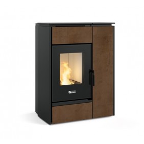 Poêle combiné granulés et bois - 10 kW - Grès Corten - Margaret LA NORDICA EXTRAFLAME