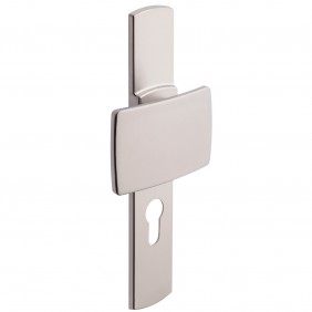 Poignées de porte palière sur plaques Muze - aluminium finition platine VACHETTE