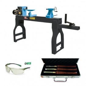 Pack tour à bois électronique 1500W - 1200mm - TAB120 + coffret de gouges et lunettes OFFERTS LEMAN