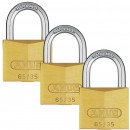 Cadenas à clé varié en laiton - anse cémentée - 65 - par 3 ABUS