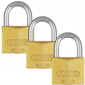 Cadenas à clé varié en laiton - anse cémentée - 65 - par 3 ABUS