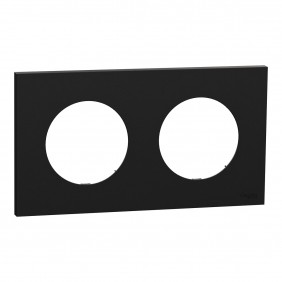 Plaque de finition 2 postes noir onyx - Odace II SCHNEIDER