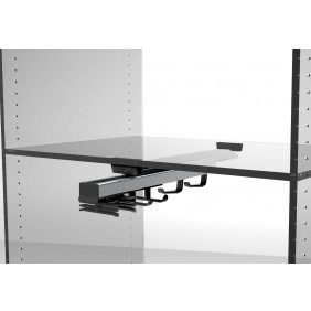 Porte-accessoires coulissant multi-modules sous étagère - noir AMBOS