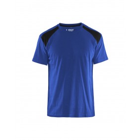 T-shirt de travail bicolore 100% coton 3379 - bleu roi et noir BLAKLADER