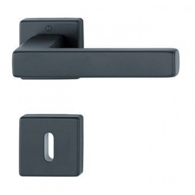 Paires de poignées sur rosaces carrées - clé L - Toulon noir mat HOPPE