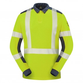 Polo haute visibilité multirisques LAPILLI jaune fluo / bleu marine CEPOVETT SAFETY