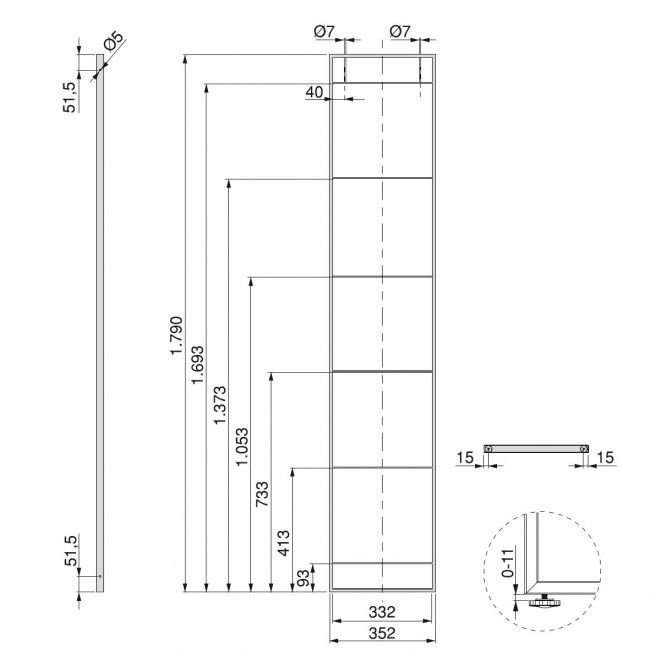 Schéma Structure pour étagère - montants acier laqué noir - 1790 mm - Lader - Bricozor.jpeg EMUCA