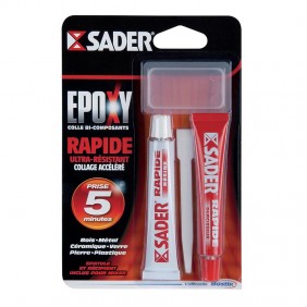 Colle époxy bi-composant à prise rapide - 2 tubes de 15 ml SADER