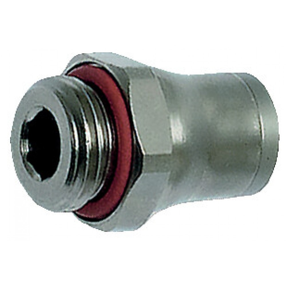 Raccord Droit Laiton Nickelé BSPP 1/8 X 6mm - Push-fit, Pour Circuits Air Ou Eau