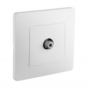 Prise TV type F complète - blanc pur mat - 2400 MHz - Caly DEBFLEX