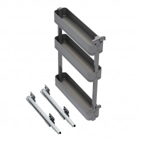 Porte-bouteilles latéral extractible Harmony anthracite - 3 paniers EMUCA