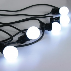 Guirlande LED B22 moulées x12 fixe - câble noir  10m - 4,6W 230V IP44 FESTILIGHT
