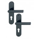 Poignées de porte sur plaque - Hambourg - entraxe 165 mm - noir mat HOPPE