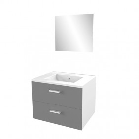 Ensemble meuble vasque salle de bains 60 cm - 2 tiroirs - gris - Lift AURLANE