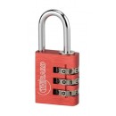 Cadenas aluminium à code - ALUCODE - 3 molettes - rouge FTH THIRARD