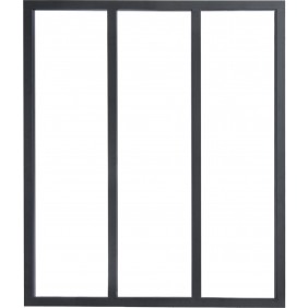 Verrière intérieure 3 carreaux 108 x 93,2 cm noir - vitrage inclus Kit Atelier
