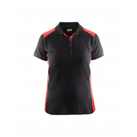Polo de travail femme en coton 3390 - noir et rouge BLAKLADER